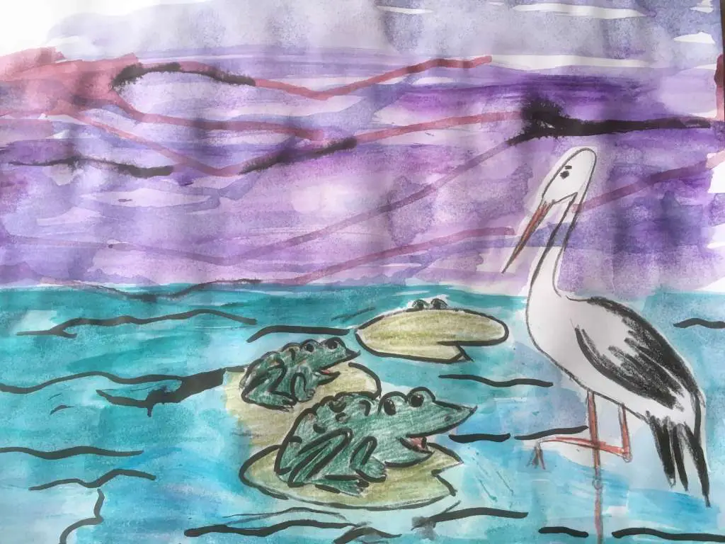 gezond eten door kinderen.Kikkers zijn bang voor de ooievaar.’